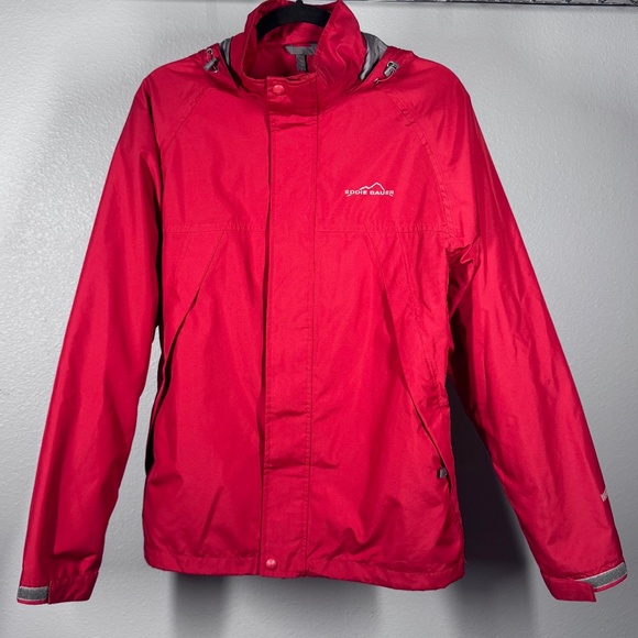 Eddie Bauer Other - Eddie Bauer WeatherEdge Wind/Rain Zippered Red Jacket w/Snap Close Storm Flap